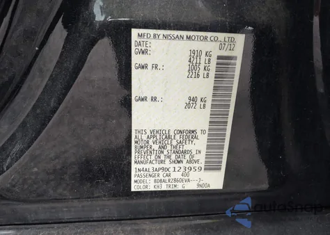 2013 Nissan Altima 2.5 S z USA, uszkodzony, nr VIN 1N4AL3AP9DC123959